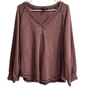 Suzanne Betro Mauve Colored Long Sleeve Cozy Top Size XL Extra Large